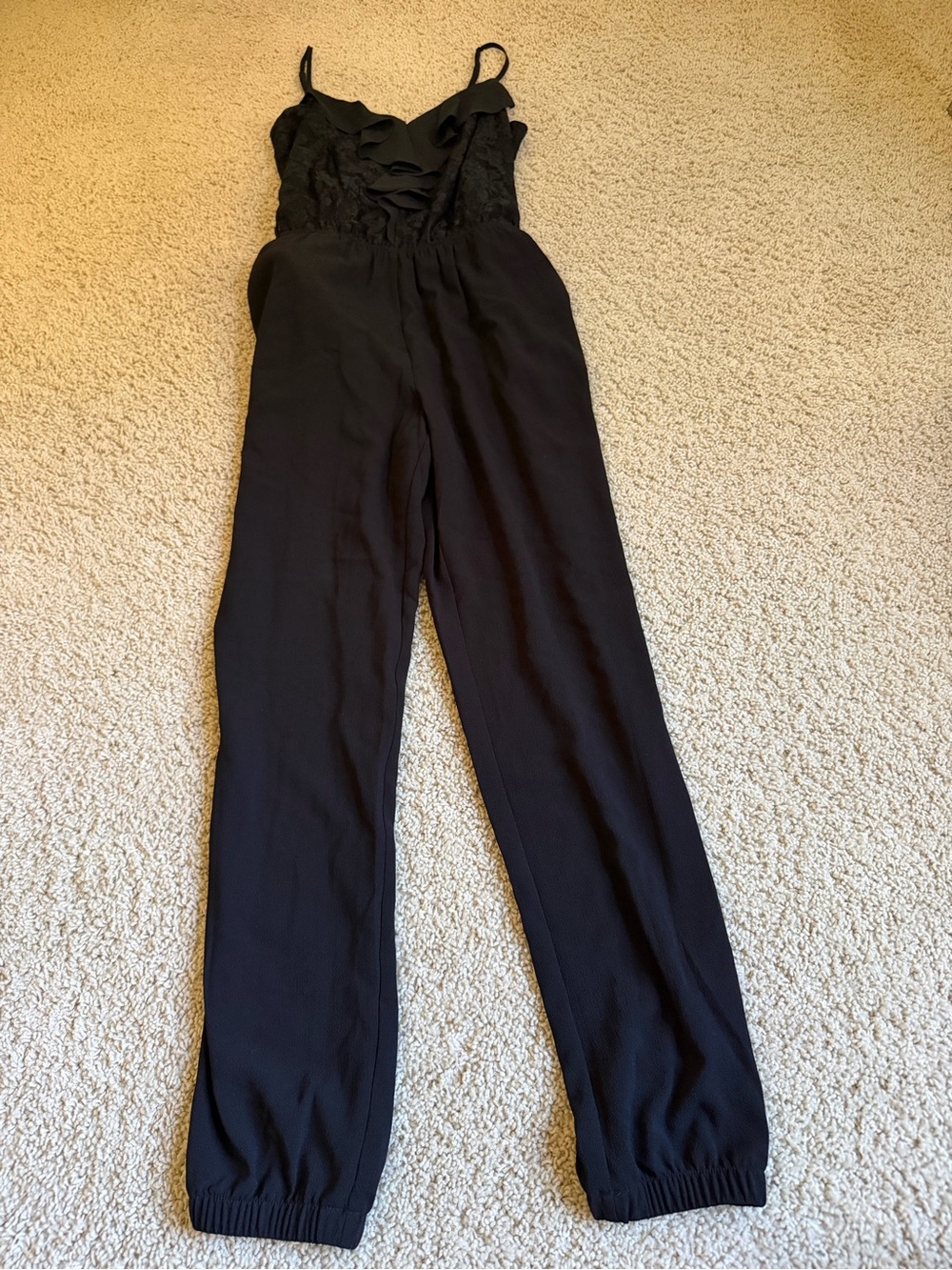 Black Lace Bodice Jumpsuit - Women's Sleeveless Pants Jumpsuit